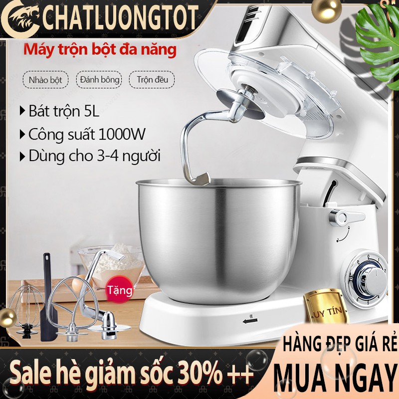 Máy trộn bột máy đánh trứng cỡ lớn đa năng bát inox 5 lít công suất 1000W máy trộn bột đánh kem làm bánh tiện dụng YA18