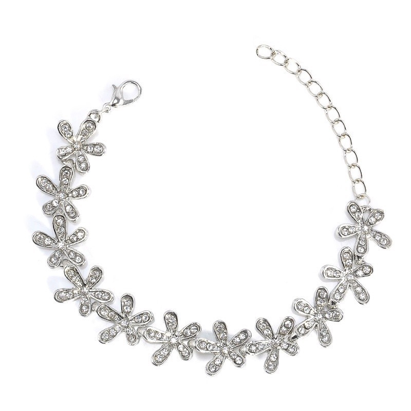 Vòng tay hình bông hoa đính đá lấp lánh cho nữ