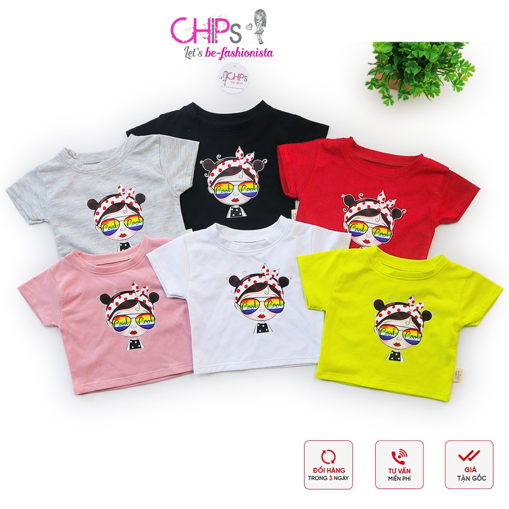 Áo Croptop Cộc Tay In Họa Tiết Cực Xinh Cho Bé Gái Sang Chảnh