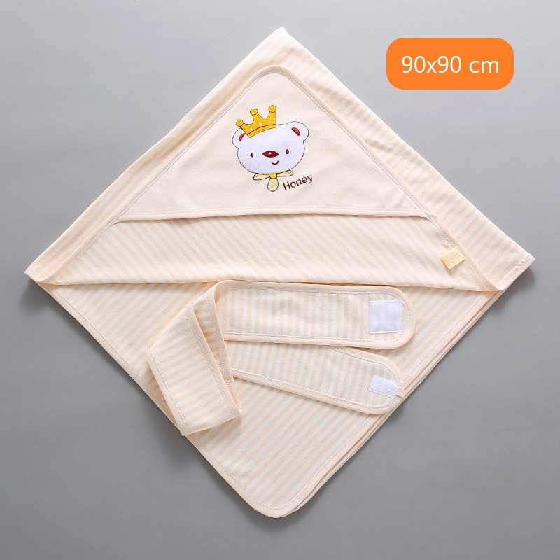 Chăn Quấn Cho Bé Sơ Sinh Đến 6 Tháng Tuổi – Khăn Ủ Cho Bé Có Mũ, Kèm Đai Quấn 90x90cm - TIMIKID STORE