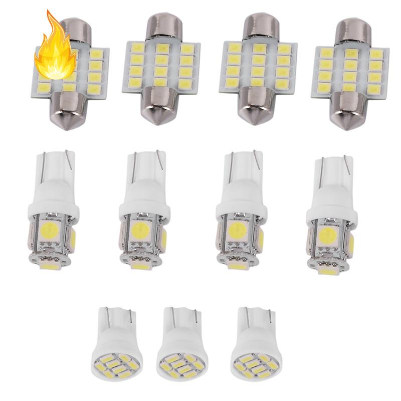 Set 11 Bóng Đèn LED Ánh Sáng Trắng T10 &amp; 31mm Đa Dụng Chất Lượng Cao Dành Cho Ô Tô