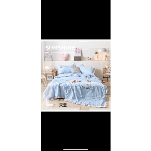 Trọn bộ chăn ga gối 4 món_loại 1_ chất liệu đũi nhẹ ,mềm mát , chăn đã trần bông sẵn