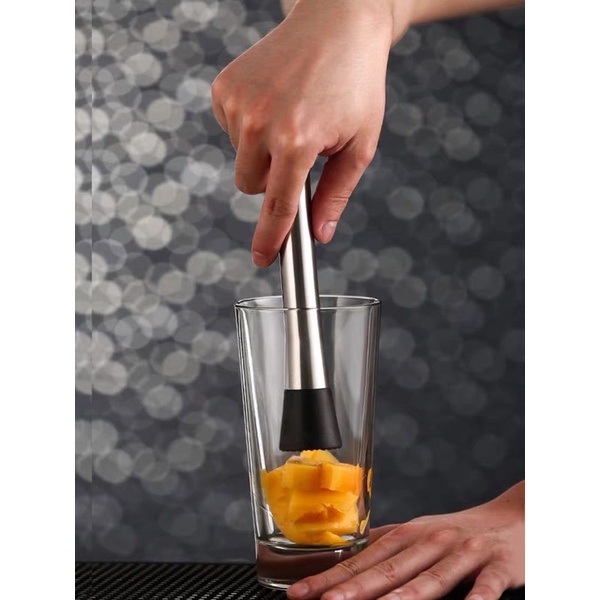 Chày bar dầm hoa quả, nguyên liệu, pha chế cocktail inox 20cm đầu nhựa cao cấp - Dụng Cụ Pha Chế Tây Ninh