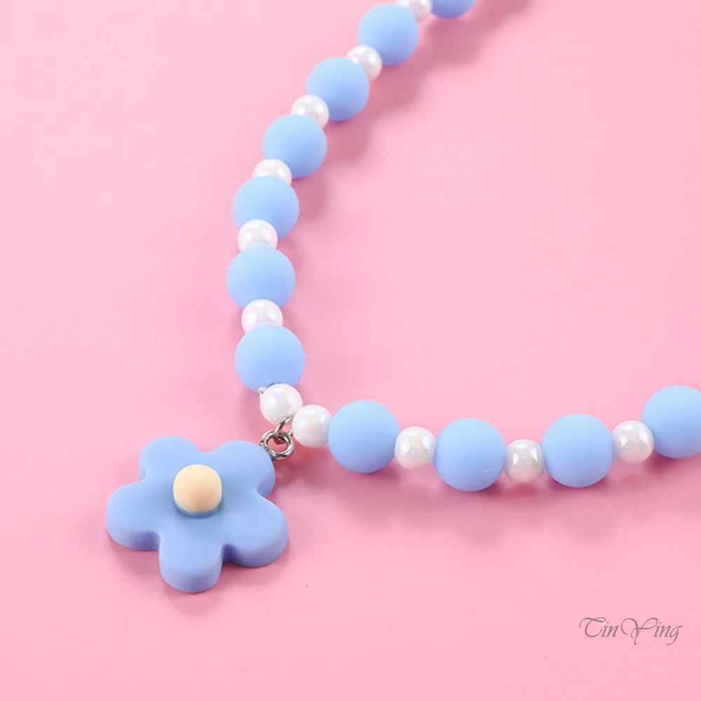 GETNOIVAS Vòng cổ Mặt Hình Hoa Đính Ngọc Trai Trắng Dễ Thương Cho Nữ