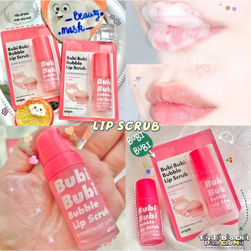 Tẩy tế bào chết sủi bọt cho môi Unpa Bubi Bubi Bubble Lip Scrub - Hàn Quốc