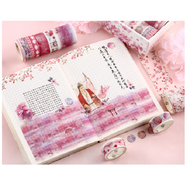 1k  DEAL HOTCombo Hộp Băng Dính Washi Tape Set 10 Cuộn nhiều mẫu ĐỢT 2