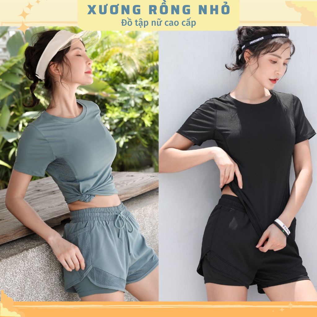 Đồ thể thao nữ, bộ đồ tập gym nữ chất thun lạnh phối lưới, tôn dáng