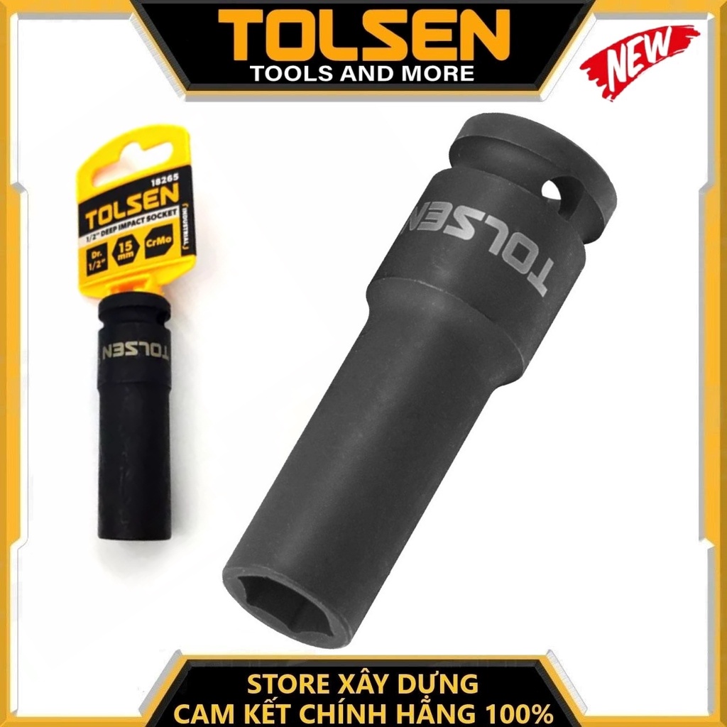 ĐẦU TUÝP ĐEN 1/2 DÀI  tolsen từ 8mm- 32mm - HÀNG CHÍNH HÃNG
