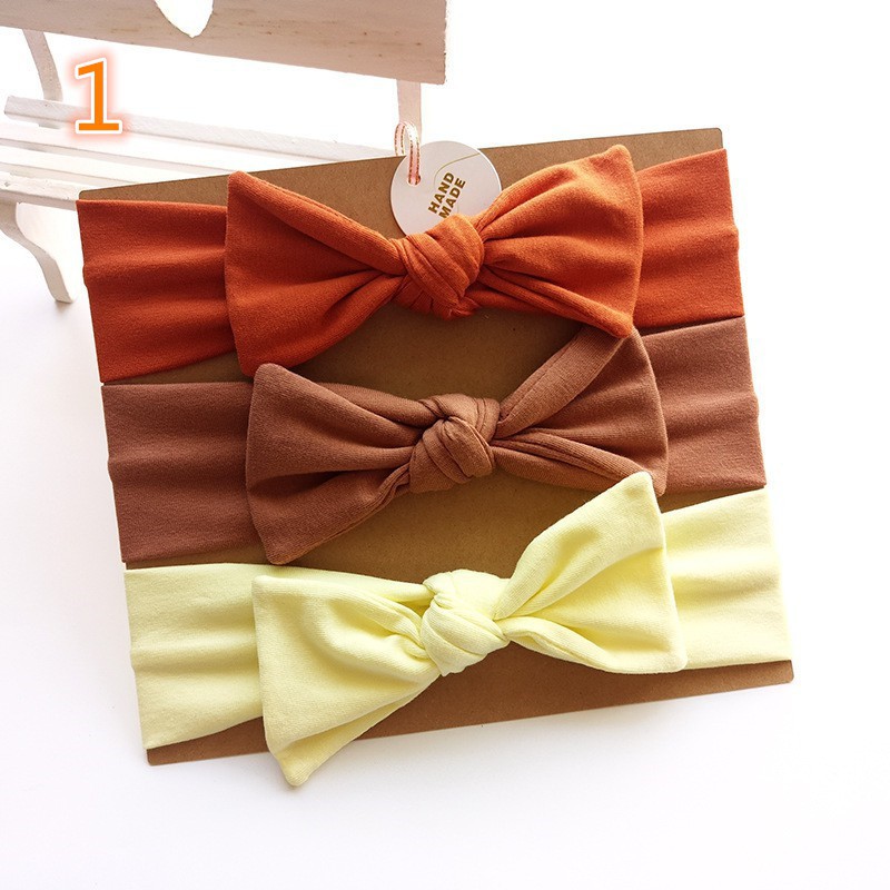 Set 3 băng đô quấn đầu cột nơ bé gái