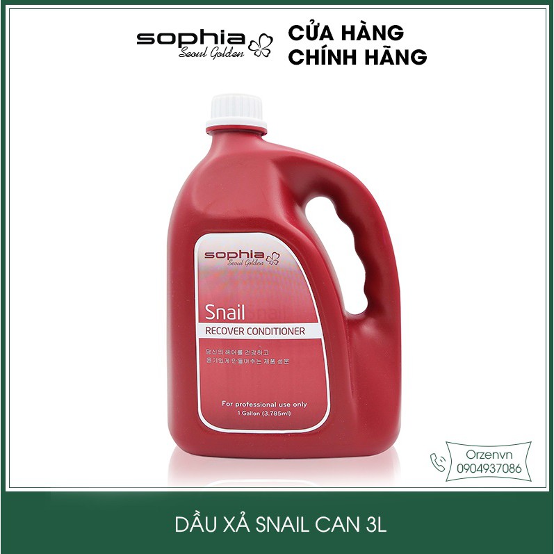 Cặp dầu gội, dầu xả snail tái tạo tóc, siêu phục hồi tóc, siêu thơm Sophia Seoul Golden can 3 lít