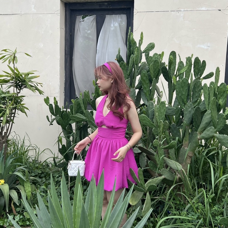 REMOLACHA | Melty Kiss Dress | Đầm bí xoè sáng hồng chiều tím