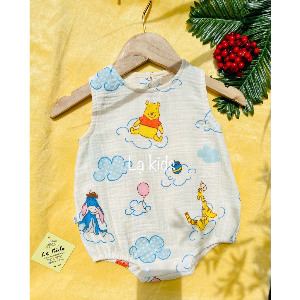 Body xô muslin và nón cho bé