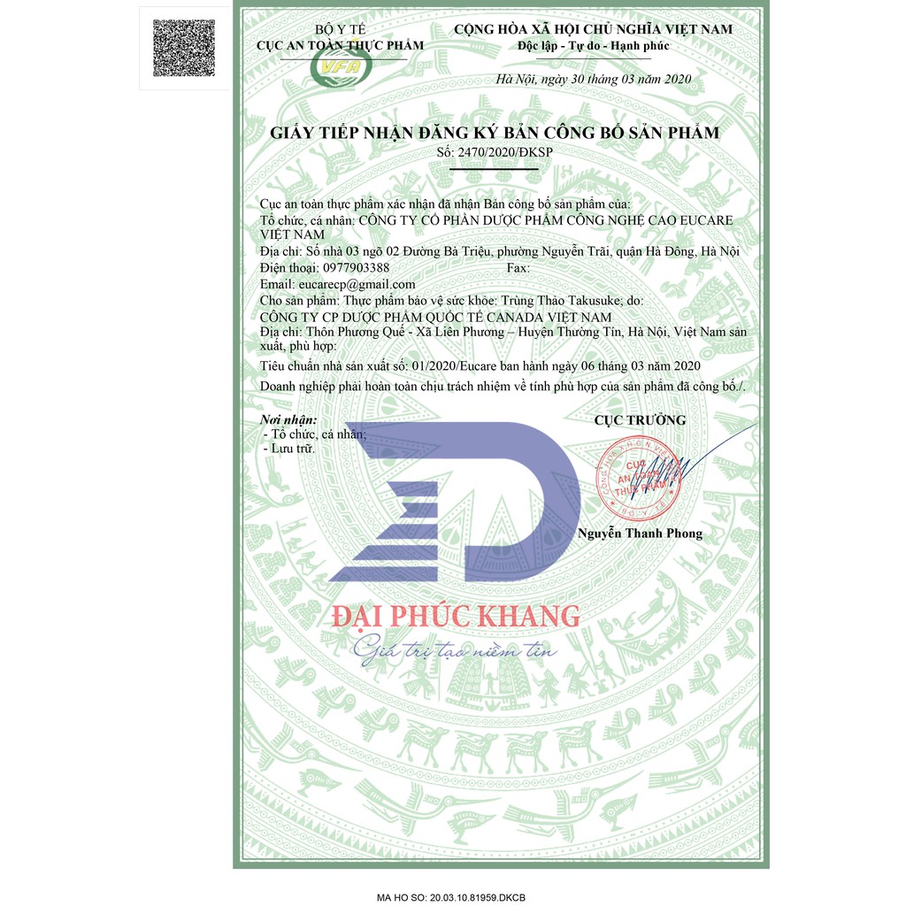 Đông trùng hạ thảo - Bồi bồ sức khỏe, hết suy nhược cơ thể - 30 viên - chuẩn GMP Bộ Y tế