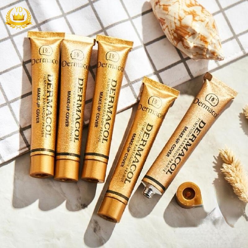 Hộp kem nền che khuyết điểm dạng lỏng màu đỏ vỏ vàng nhỏ DC HB