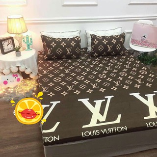 Ga trải giường poly 1m2-123giare mẫu LV nâu