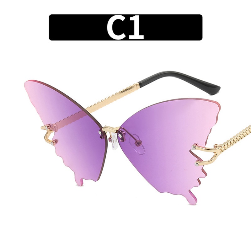 (YUZHU) Kính Mát Không Gọng Oversized Hình Bướm Nhiều Màu Sắc Phong Cách Phương Tây Thời Trang Cho Nữ