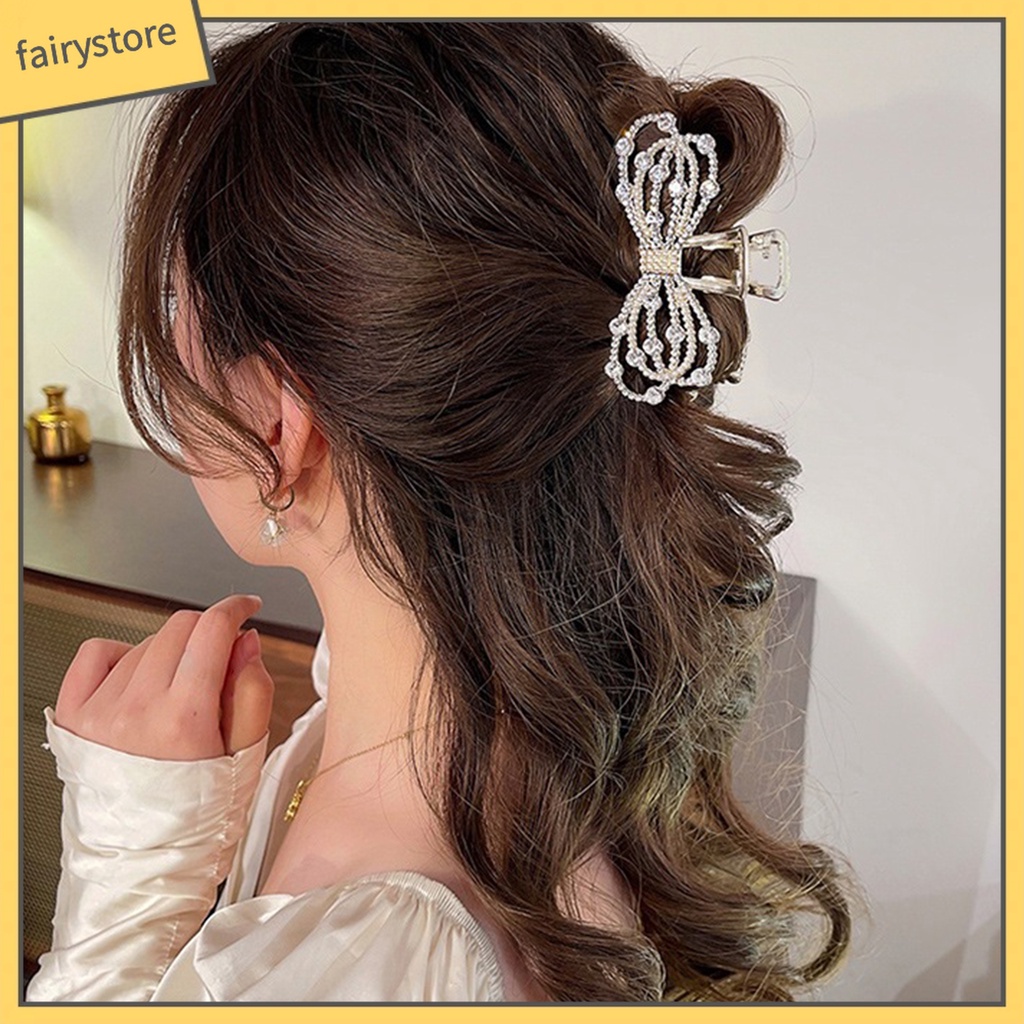 Kẹp Tóc Nơ Đính Ngọc Trai Giả Phong Cách Hàn Quốc Dành Cho Nữ