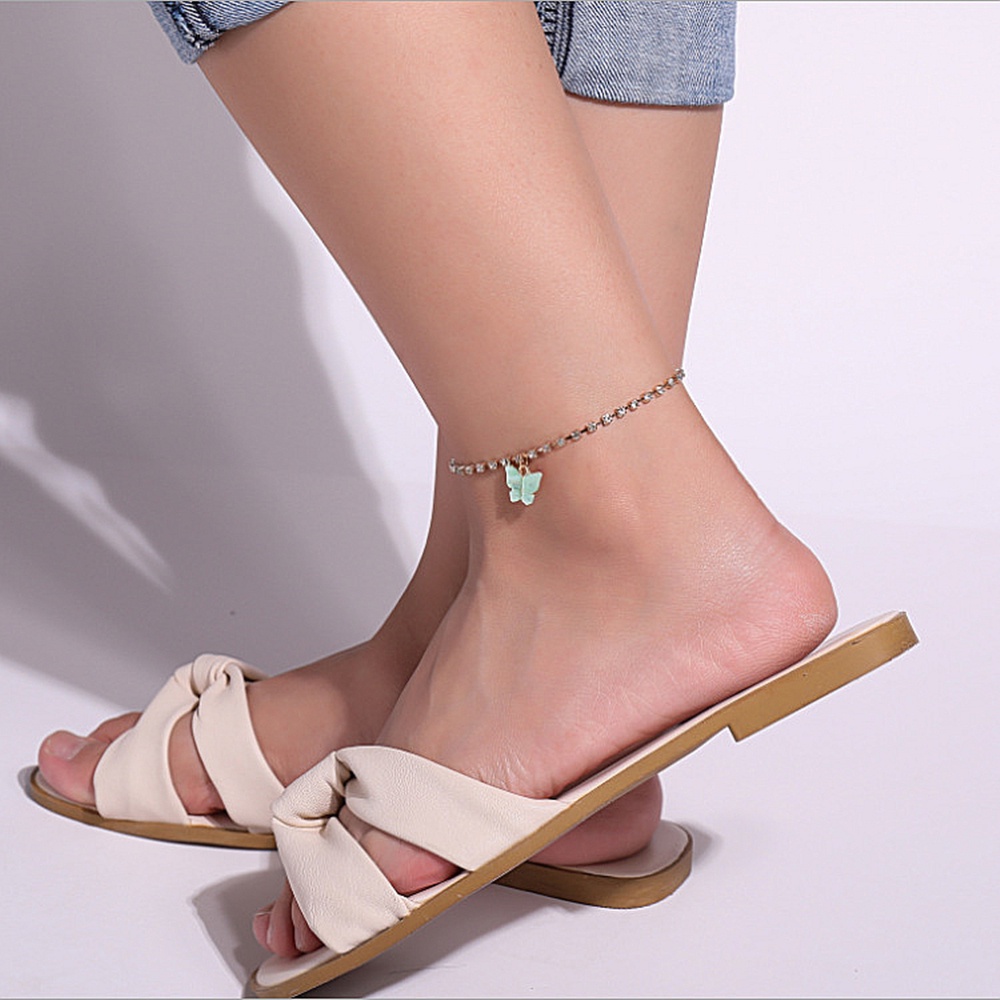 Lắc Chân Hình Bướm Đính Đá Đơn Giản Thời Trang