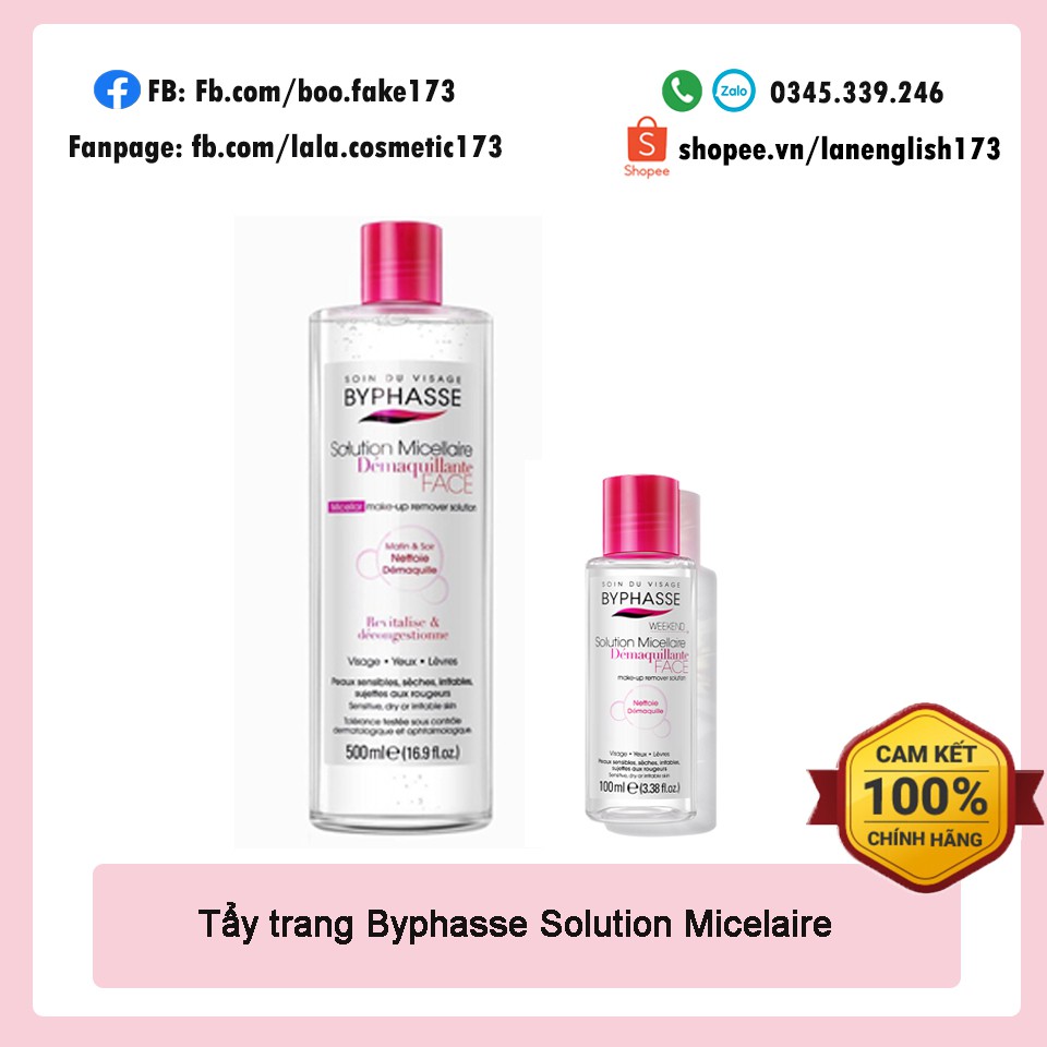 [CÓ TEM CHỐNG GIẢ] Nước Tẩy Trang BYPHASSE Solution Micellaire Face 500ml - Dành Cho Da Nhạy Cảm, Khô, Kích Ứng