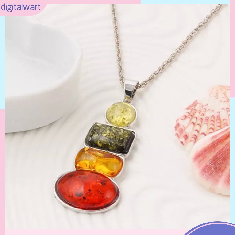 Vòng cổ Và Đôi Khuyên Tai Dài Đính Đá Hổ Phách Thời Trang Cho Nữ