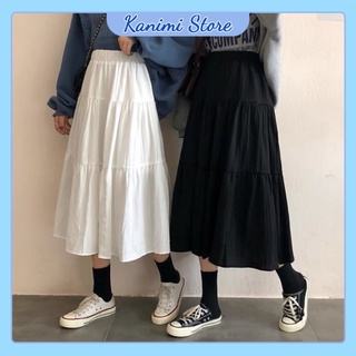 Chân váy dài qua gối chất đẹp nhất ngành - chân váy midi 3 tầng chất voan mềm đẹp Kanimi - CV10