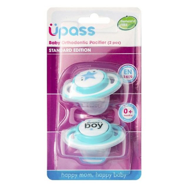Vỉ 2 cái ti ngậm cho bé không BPA Upass UP0282N / UP0284N - Thái Lan