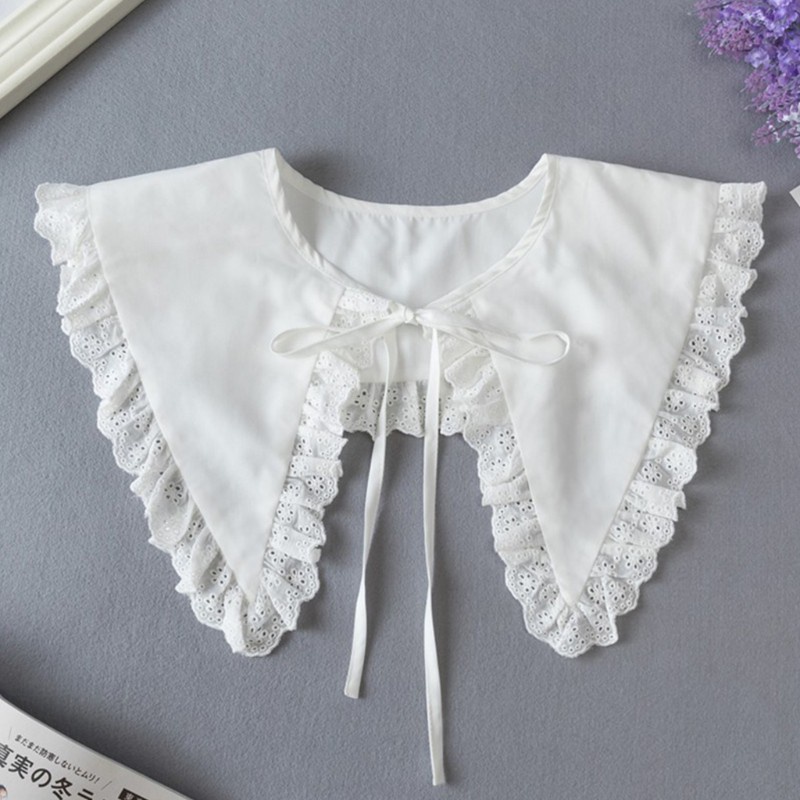 Cổ áo giả xếp ly thêu ren phong cách thanh lịch cho bạn gái khi mặc áo sơ mi/áo Sweater/đầm thời trang