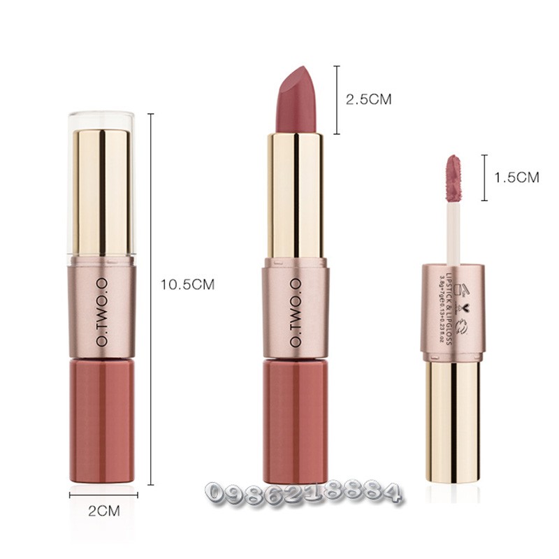 Thỏi son kem hỗn hợp O.TWO.O 2 in 1 Matte Lipstick &amp; Liquid Lipstick LLL1