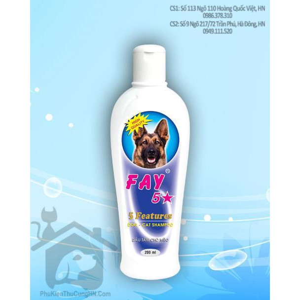 Sữa tắm cho chó Fay 5 Sao 300ml - Phụ kiện thú cưng Hà Nội