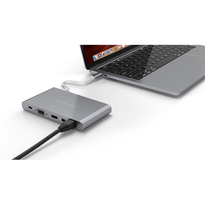 Cổng Chuyển HyperDrive Ultimate USB-C Hub For MacBook, PC, USB-C Devices - Xám (GN30-GREY) - Hàng Chính Hãng