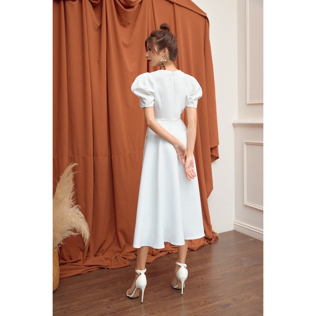 Đầm Xòe ngắn tay xoắn nơ ngực DDW0576 - 92 Wear | BigBuy360 - bigbuy360.vn