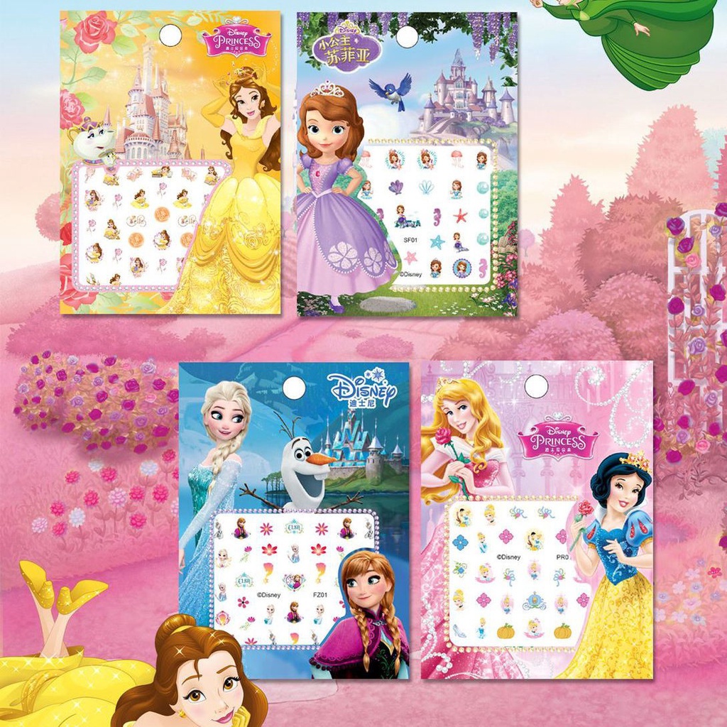 SUGE Miếng Dán Trang Trí Móng Tay Họa Tiết Công Chúa Băng Giá Elsa Anna Mickey Minnie