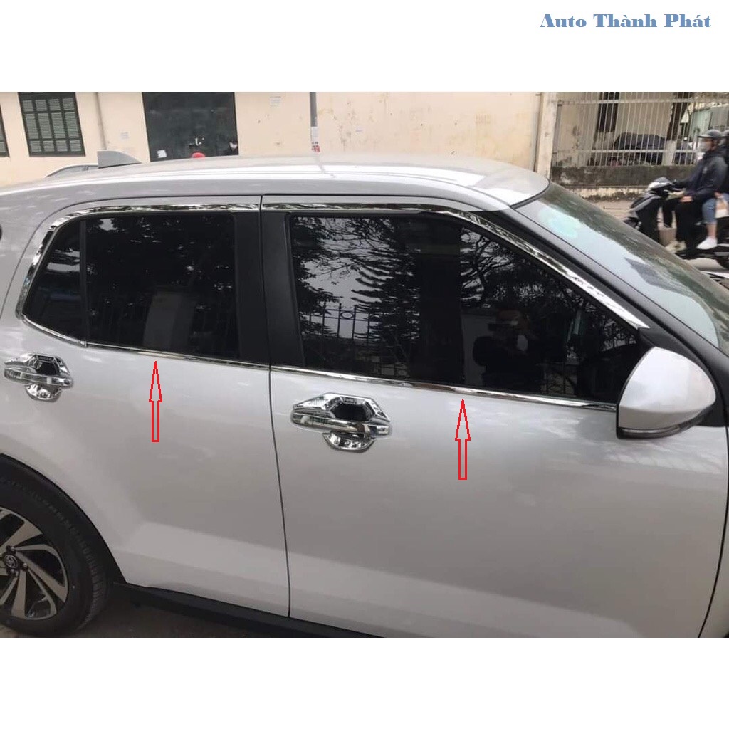 Nẹp viền cong, chân kính xe Toyota Raize 2021+ inox cao cấp