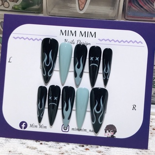 Nail box móng úp thiết kế lửa xanh
