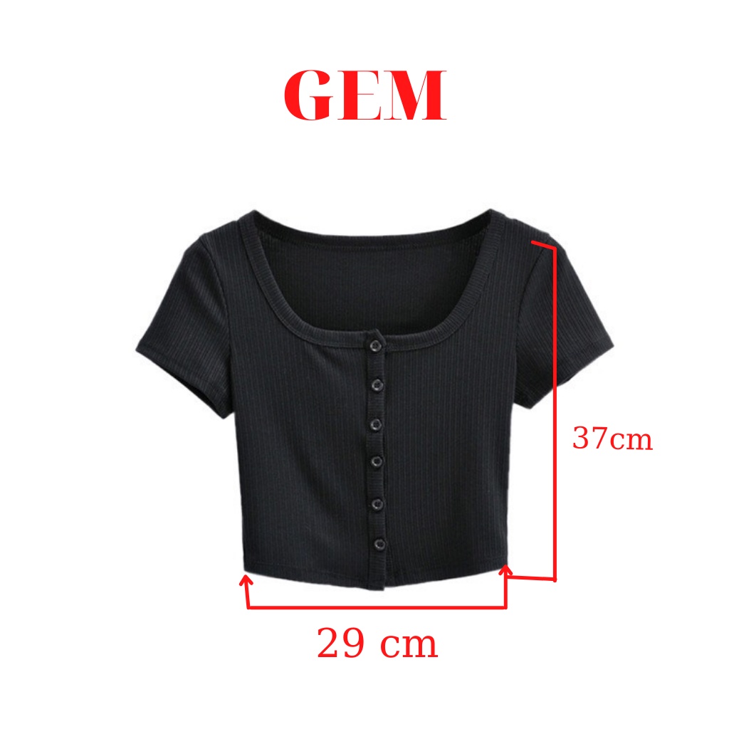 Áo croptop kiểu tay ngắn cài cúc sexy , croptop nữ vải thun gân phong cách hàn quốc