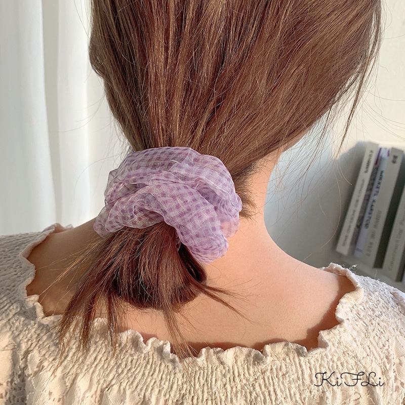 Dây buộc tóc đính quả cầu lưới thời trang Hàn Quốc kifli