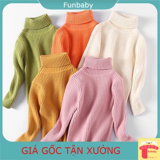 Áo len tăm cổ lọ cho bé trai và bé gái, Áo len cổ cao trẻ em 2-7 tuổi phong cách Hàn Quốc đanh sợi không bai xù