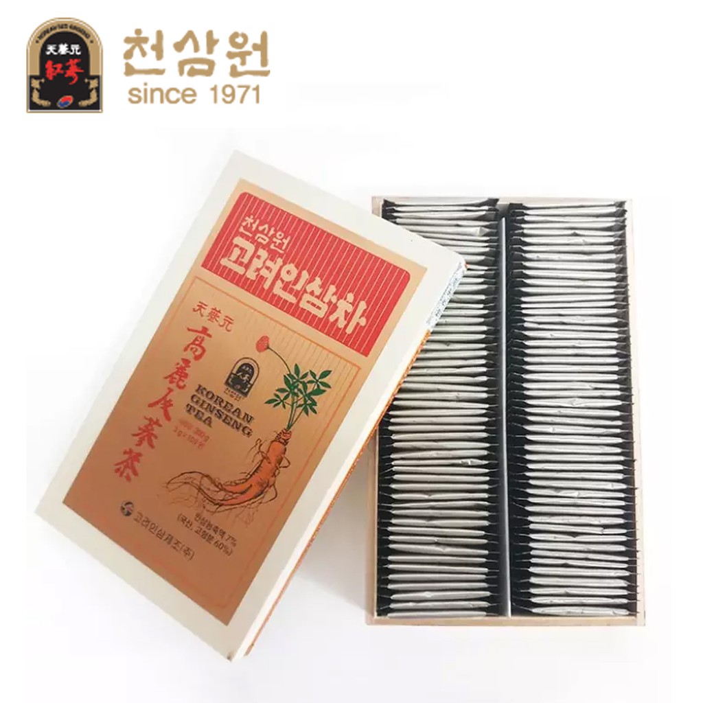 HỘP 100 GÓI TRÀ SÂM HỘP GỖ KOREAN GINSENG TEA GOLD OKINSAM