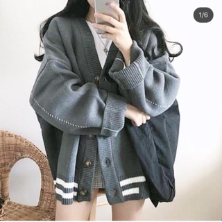 Áo khoác len sọc kẻ ngang