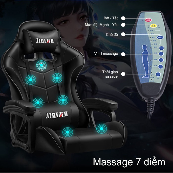 Ghế gaming ghế chơi game có massage có đèn led, loa, có gác chân, chân inox chắc chắn