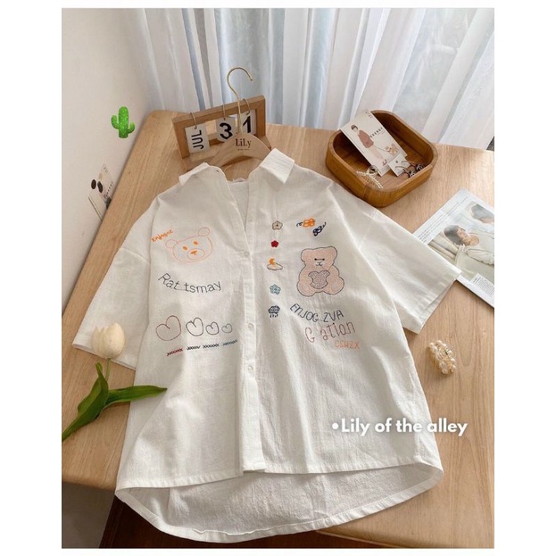 Áo sơ mi vintage gấu