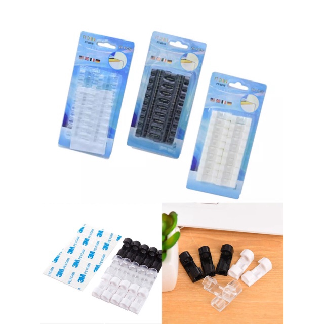 Bộ 20 dụng cụ cố định dây cáp bằng nhựa thiết kế tiện lợi