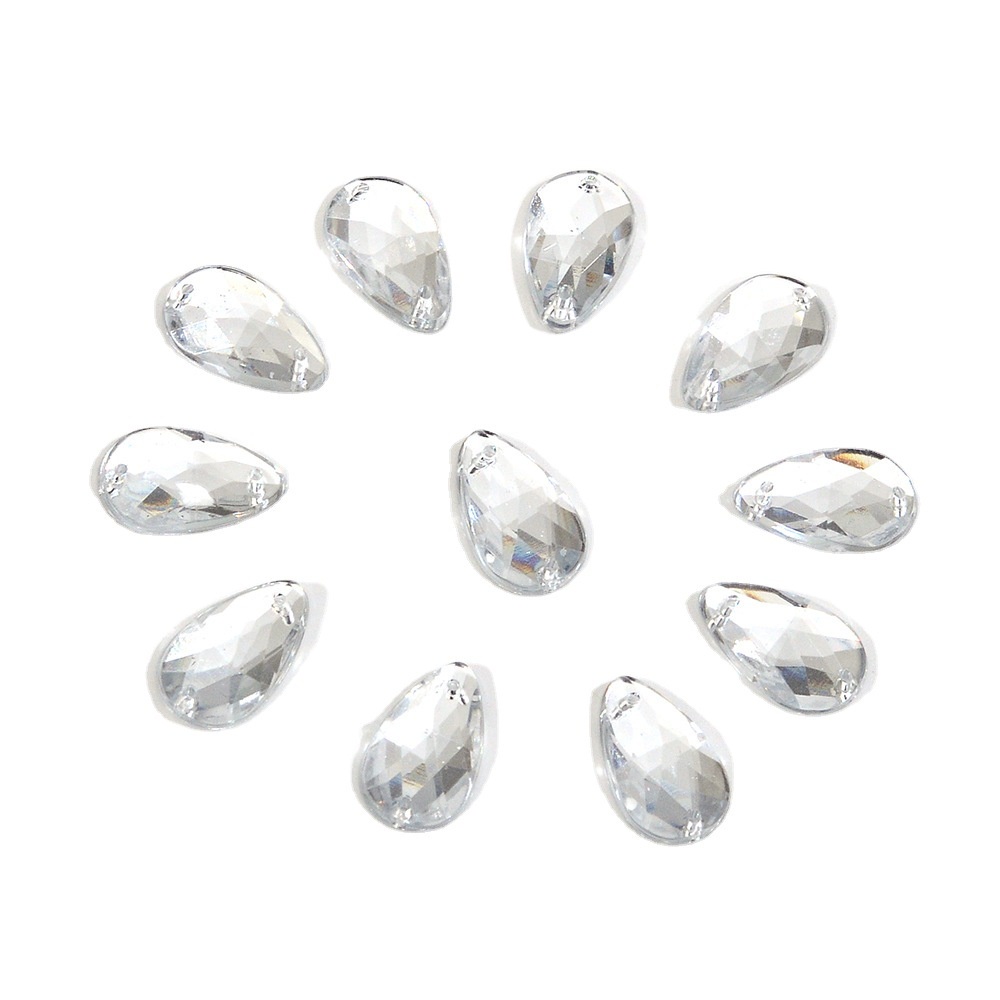 (10 hạt)Hạt đá kết Đài Loan hình giọt nước size 10,5*18mm, nguyên liệu đính kết, Nguyên liệu diy
