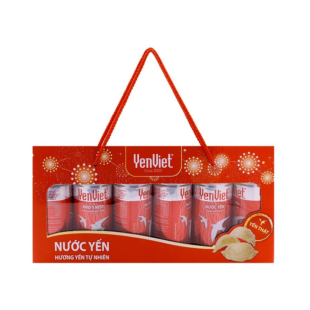 HỘP 6 LON NƯỚC YẾN YENVIET VỊ NGUYÊN BẢN ( 6 X 190ML ) - HỘP NGANG