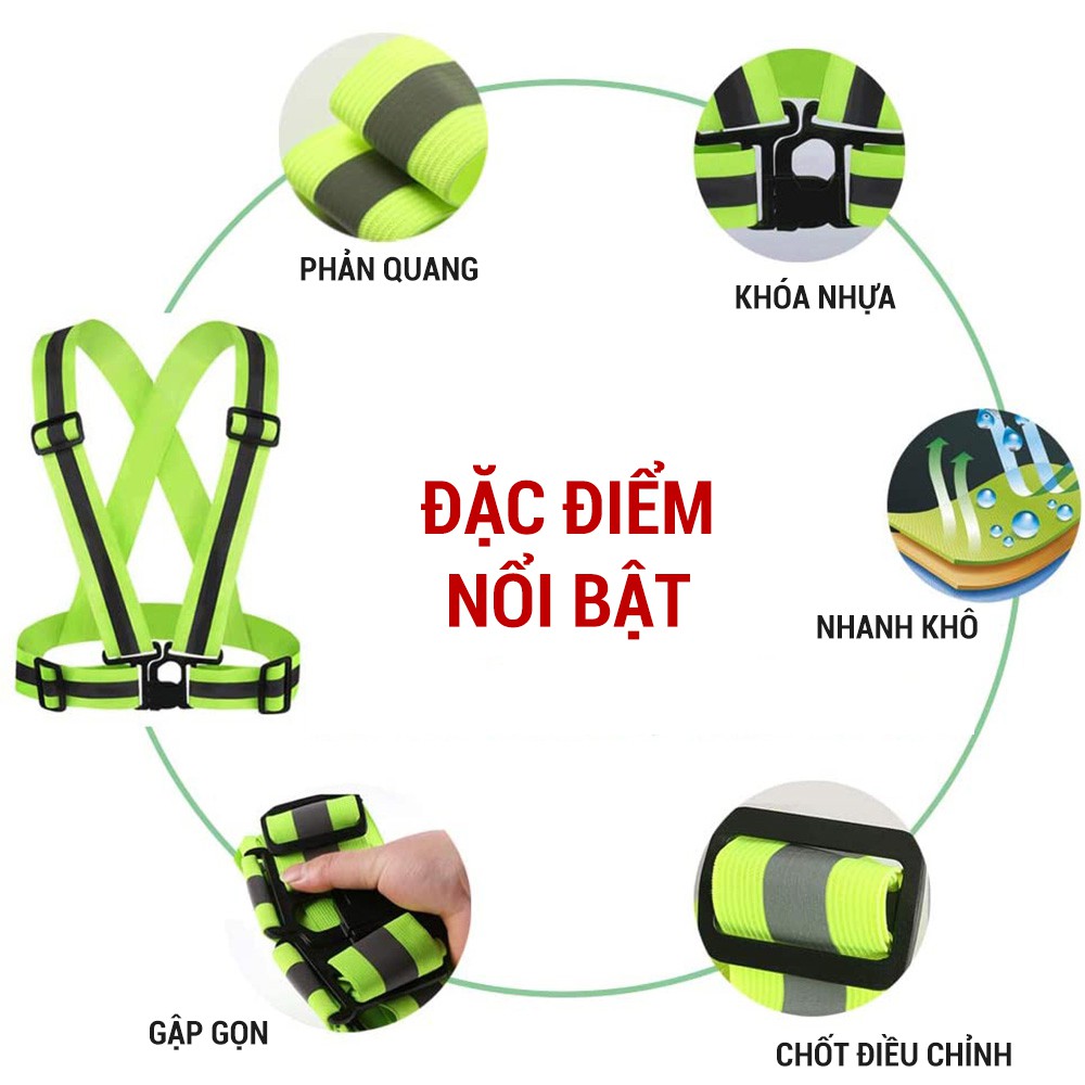 Dây đai phản quang chạy bộ, đạp xe co giãn 4 chiều GoodFit GF04RA