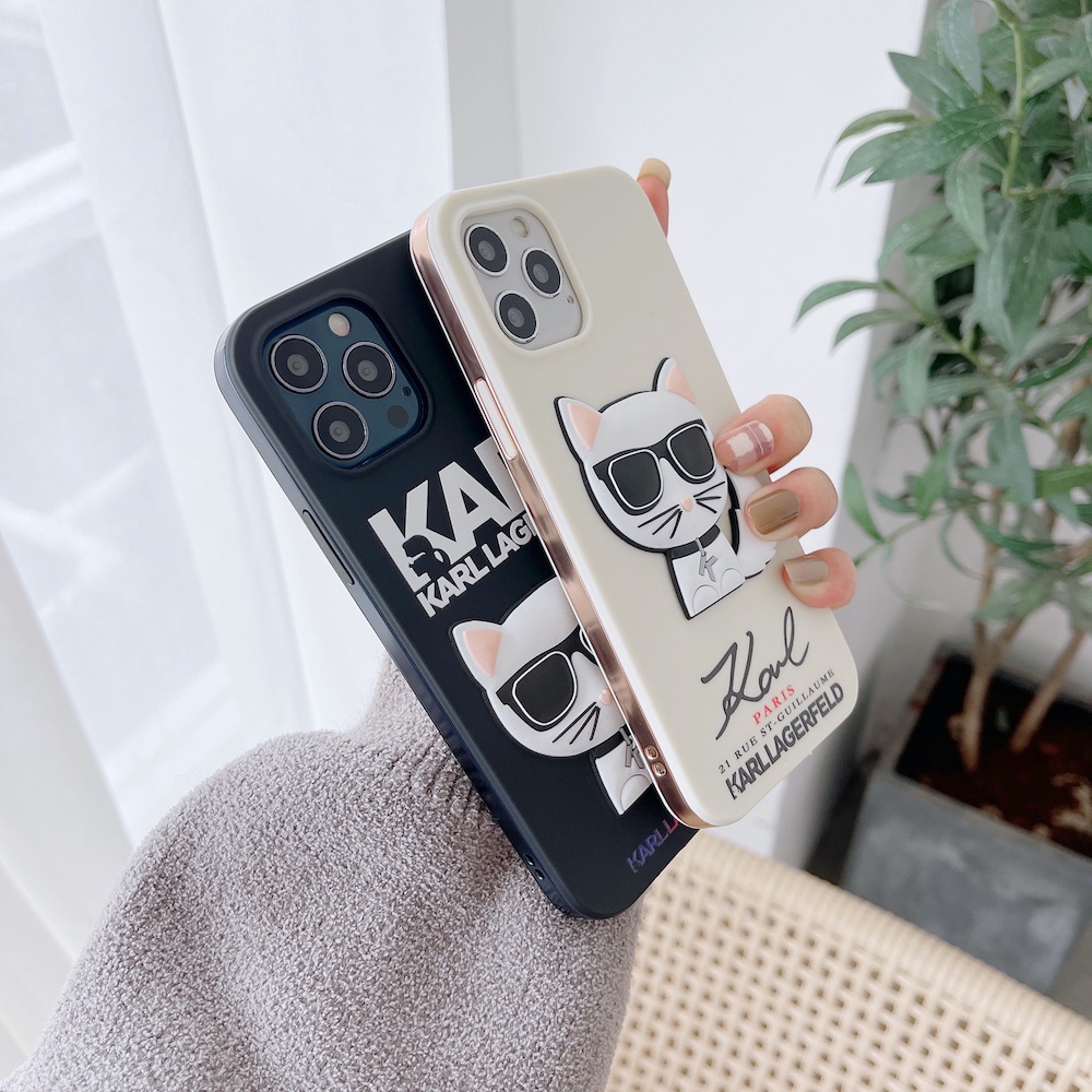 Ốp điện thoại TPU họa tiết mèo Karl Lagerfeld đáng yêu thích hợp cho IPHONE 13 12 11 PRO MAX X XS XR 7 8 PLUS