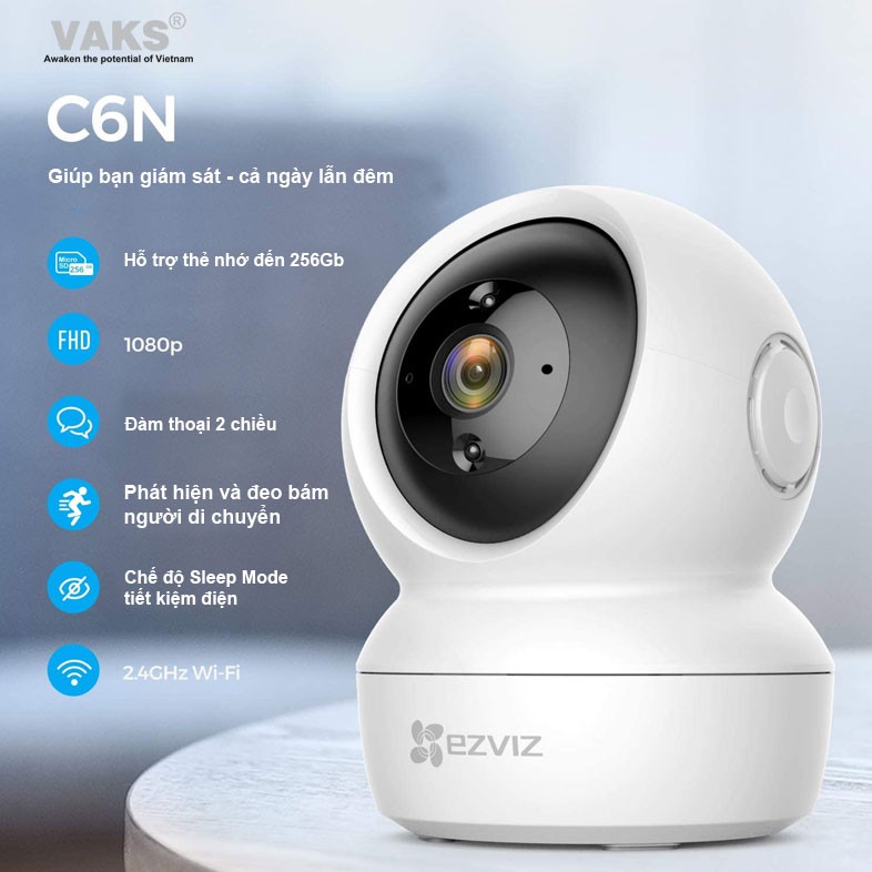 CAMERA WI-FI QUAN SÁT HỒNG NGOẠI EZVIZ C6N Full HD 1080p, chính hãng thương hiệu MỸ.