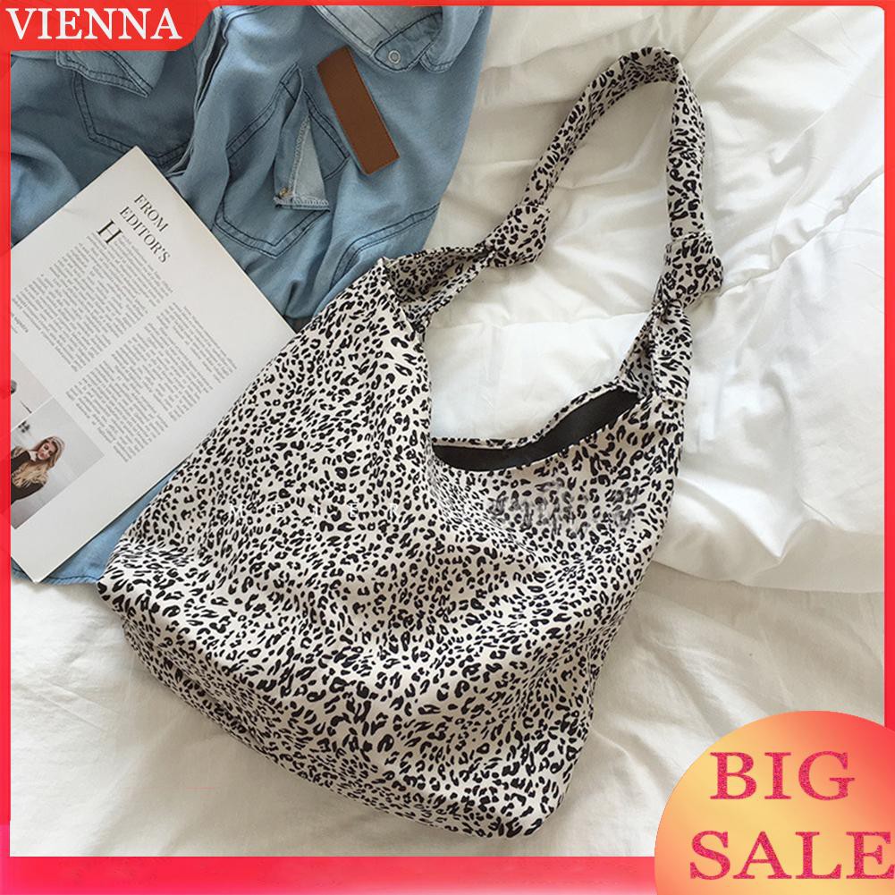 Túi tote cotton xách tay du lịch cỡ lớn hoa văn da beo thời trang nữ | BigBuy360 - bigbuy360.vn