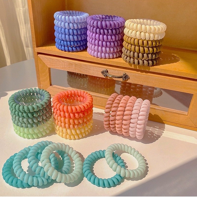 Dây Buộc Tóc Lò Xo Co Giãn Tốt Kiểu Dáng Đơn Giản Phối Màu Gradient Kiểu Hàn Thời Trang Cho Nữ