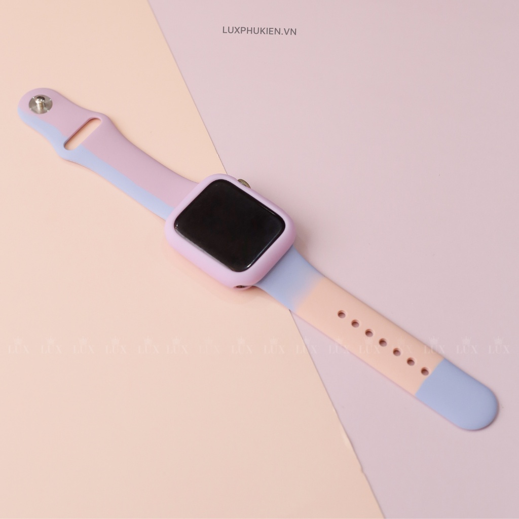 Combo dây Sport phối màu mix ốp silicon cho Apple Watch đồng hồ thông minh iWatch Series 1/2/3/4/5/6/SE size38/40/42/44